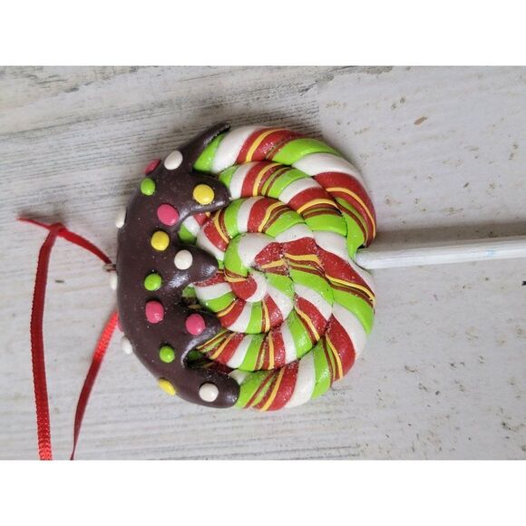 Lollipop candy covered chocolates sweets glitter ornament Xmas decor - Picture 2 of 6